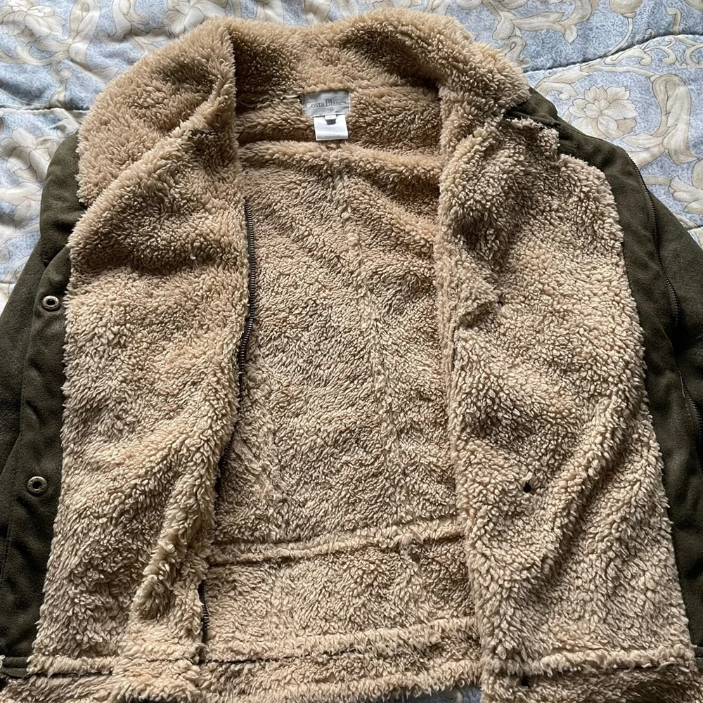 Costa Blanca Olive Teddy Jacket Women’s Size 8 - Picture 4 of 5